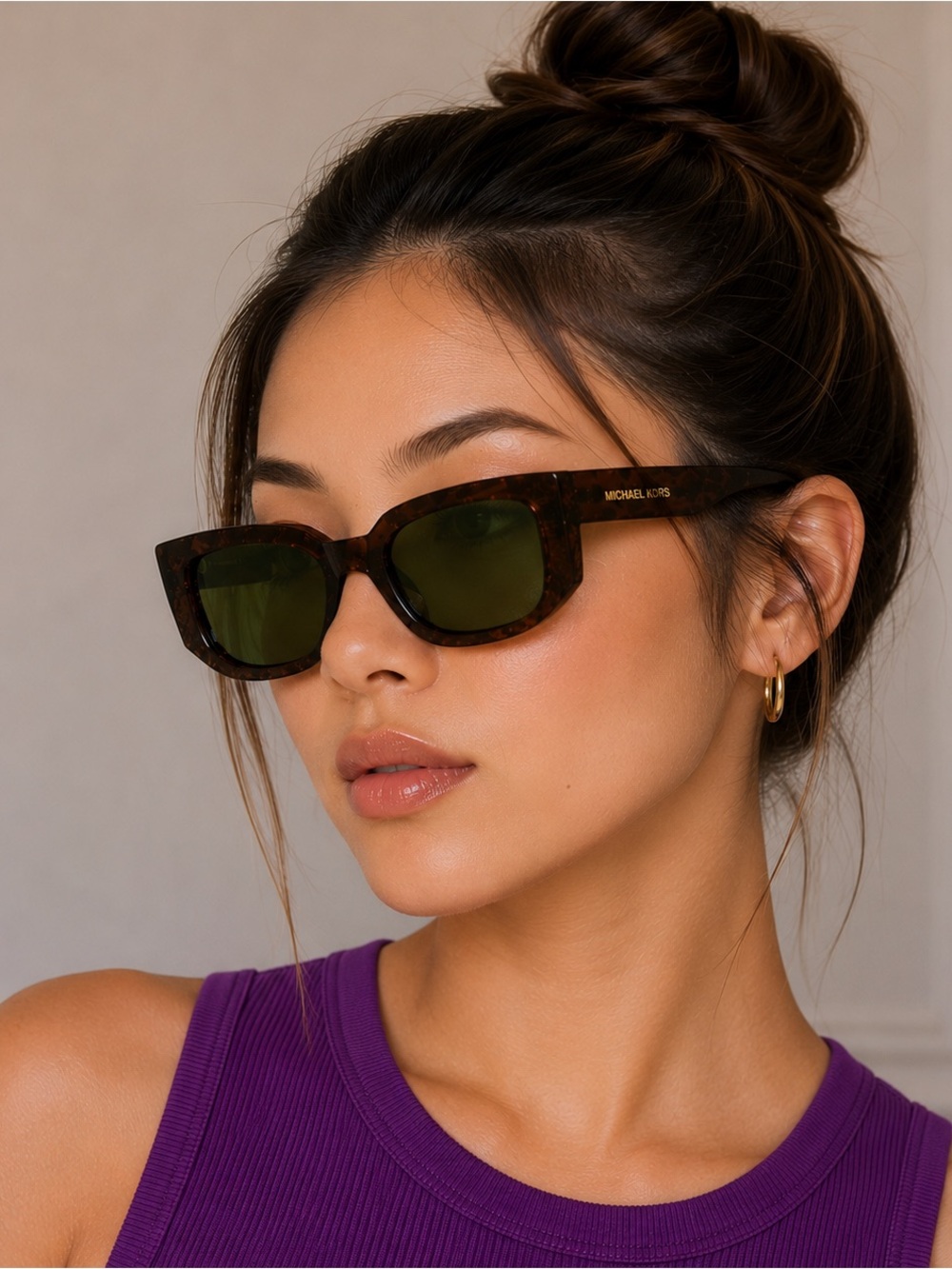 Michael Kors MK2239U Denali 4028/2 1N Tortoise Rectangular Sunglasses 52-20-145 - Picture 1 of 11